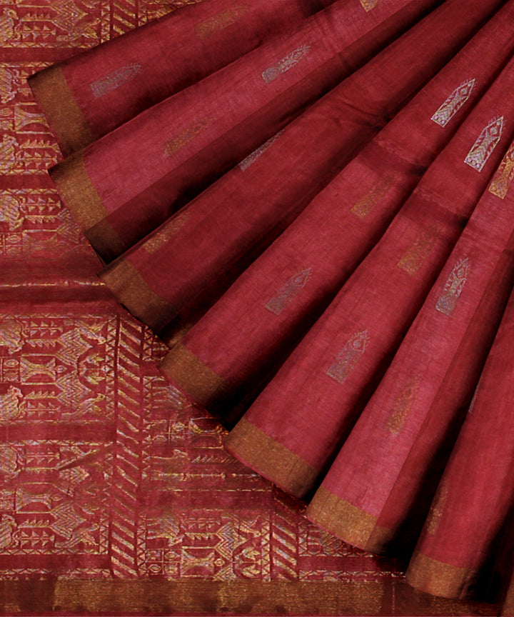 Red chhattisgarh handwoven tussar silk saree