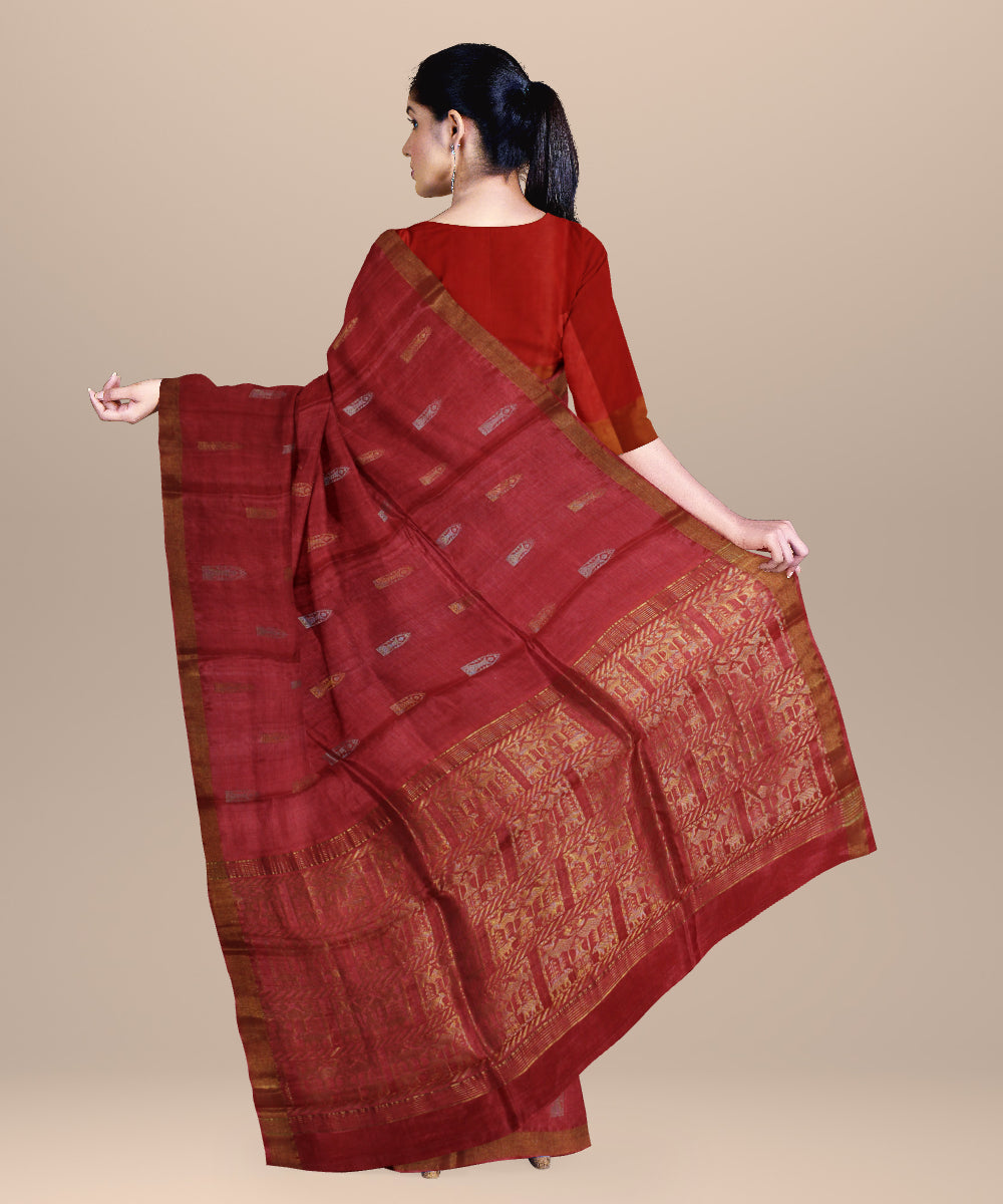 Red chhattisgarh handwoven tussar silk saree