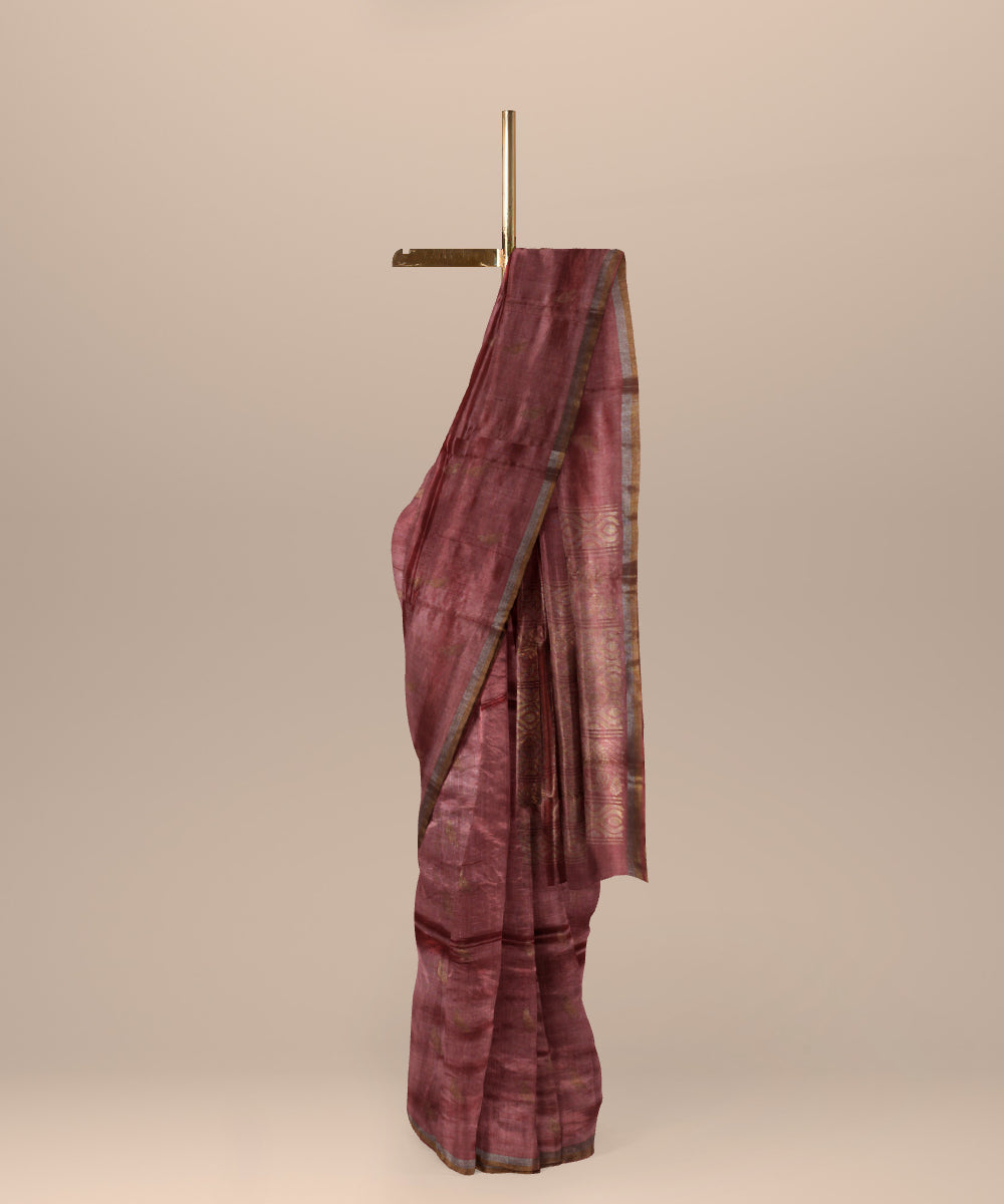 Bric red chhattisgarh handloom tussar silk saree