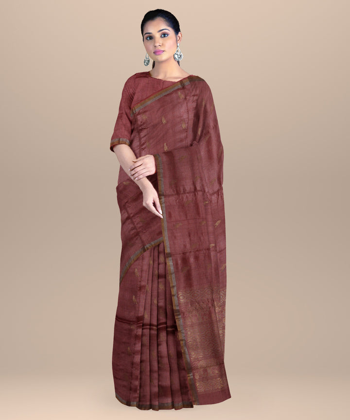 Bric red chhattisgarh handloom tussar silk saree