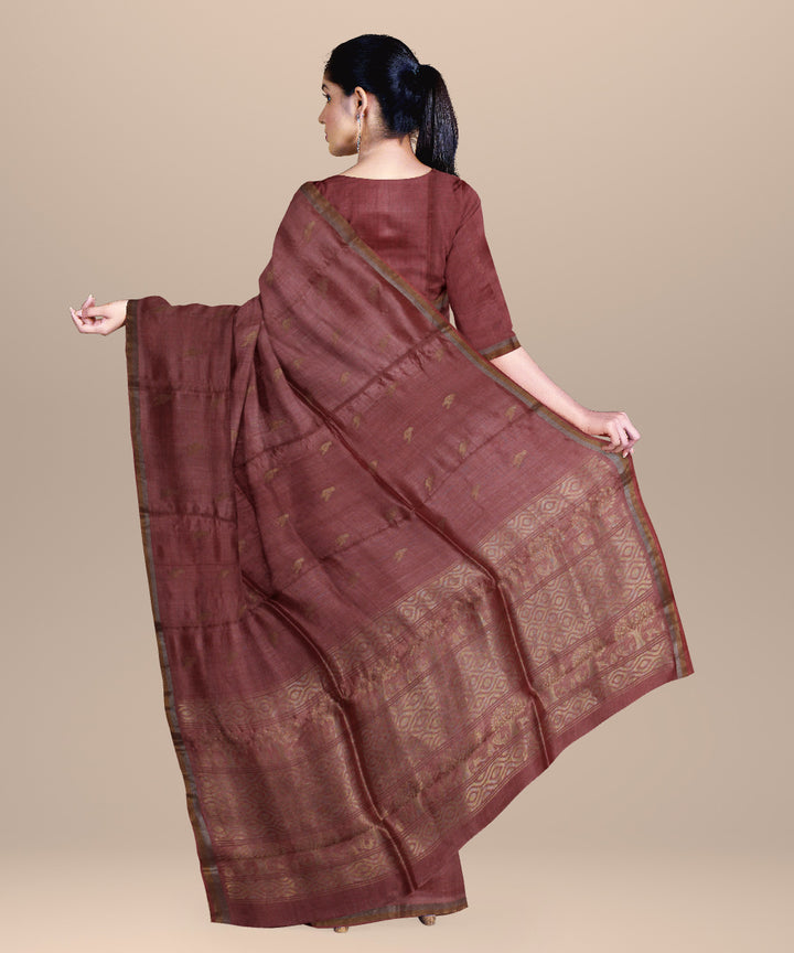 Bric red chhattisgarh handloom tussar silk saree