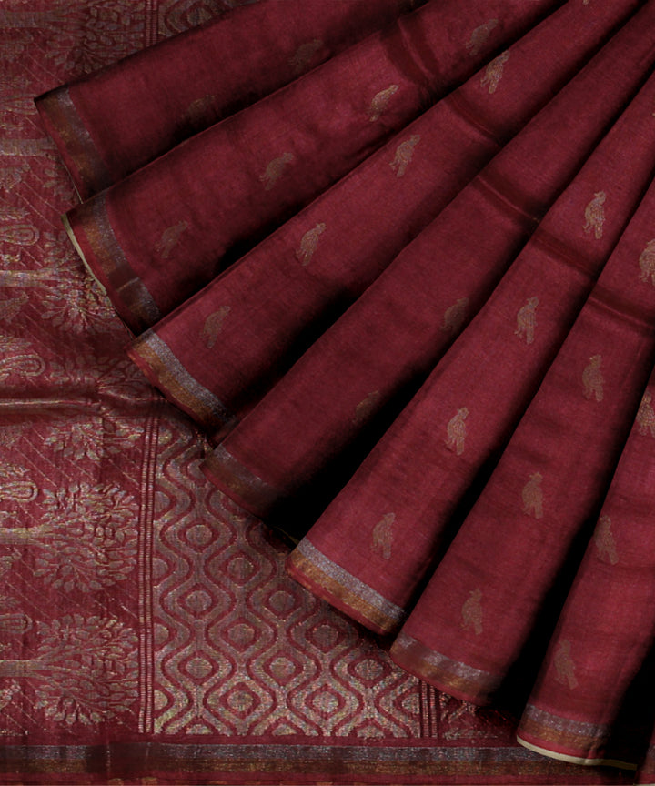 Red handwoven tussar silk chhattisgarh saree