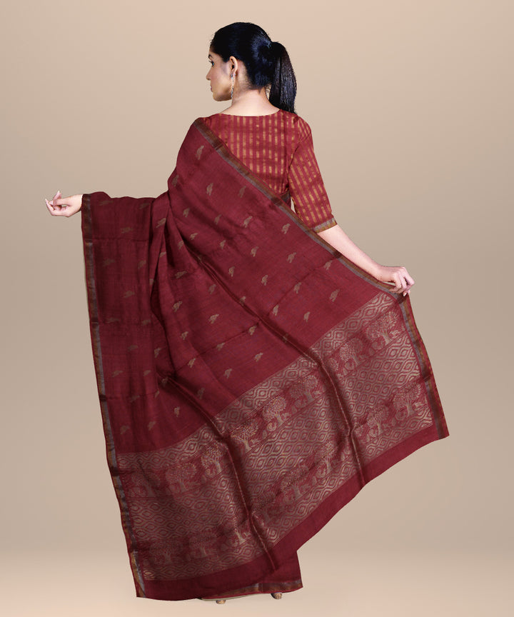 Red handwoven tussar silk chhattisgarh saree