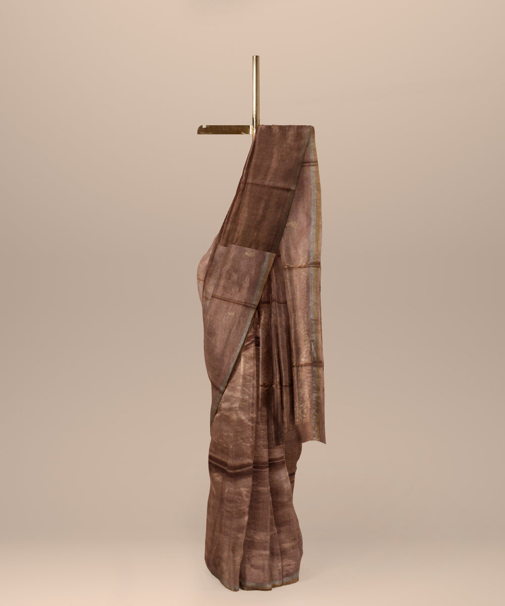 Brown handwoven tussar silk chhattisgarh saree