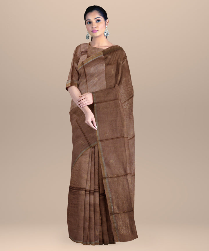 Beige handwoven tussar silk chhattisgarh saree