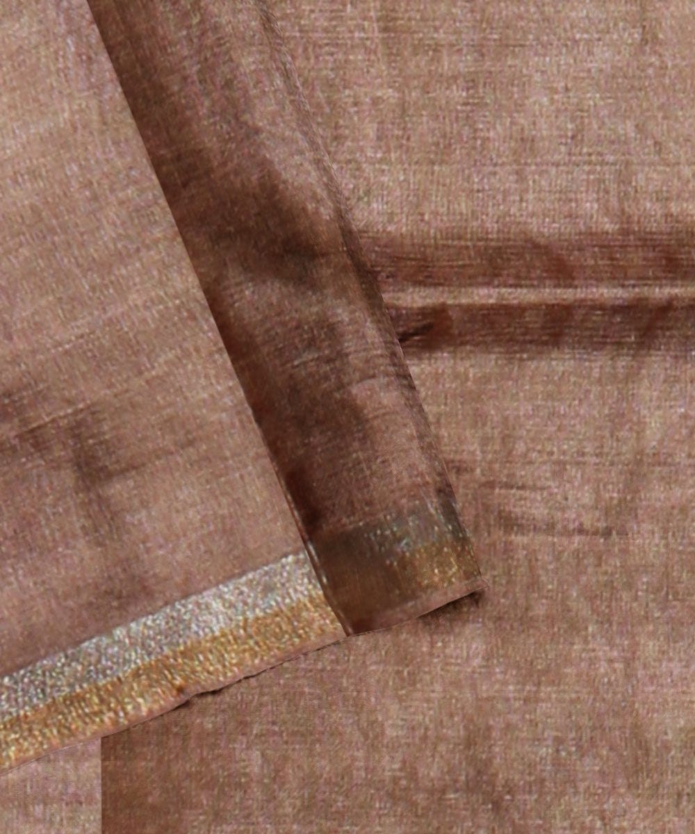 Brown handwoven tussar silk chhattisgarh saree