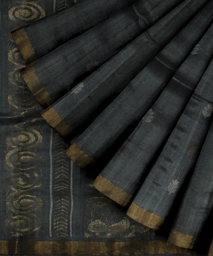 Dark green golden handloom tussar silk chhattisgarh saree