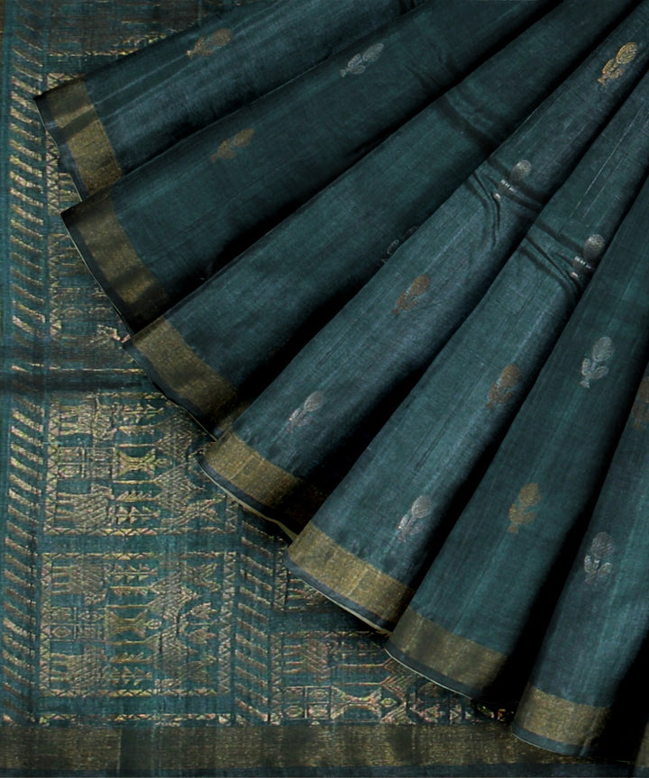 Dark green chhattisgarh handloom tussar silk saree