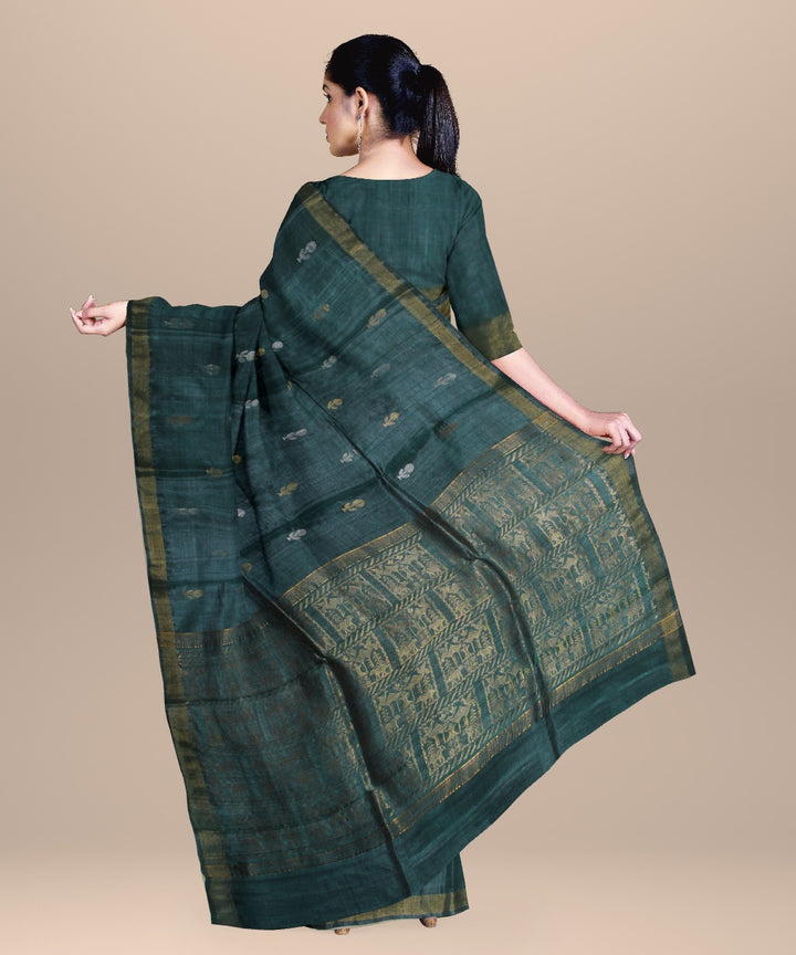 Dark green chhattisgarh handloom tussar silk saree