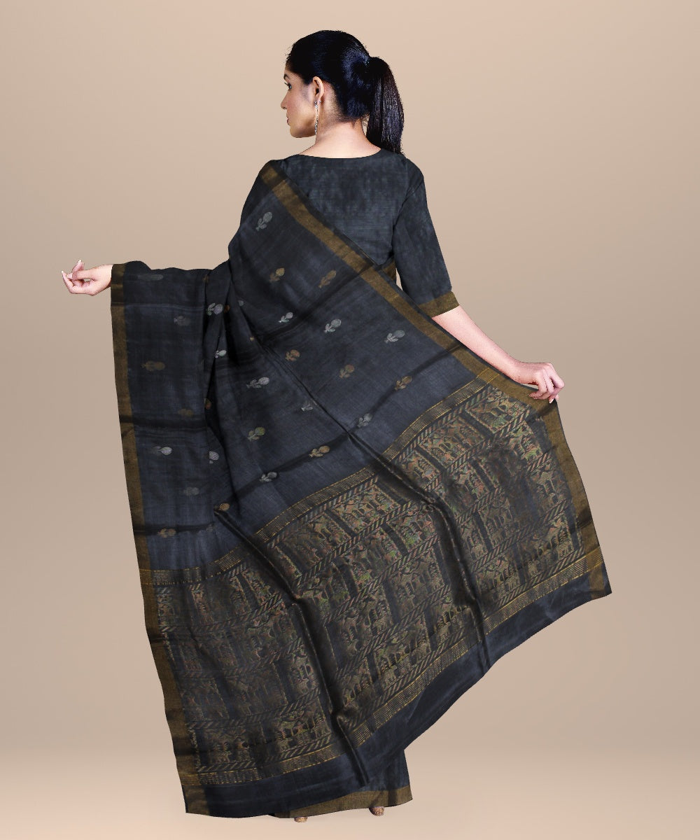 Ash grey chhattisgarh handloom tussar silk saree