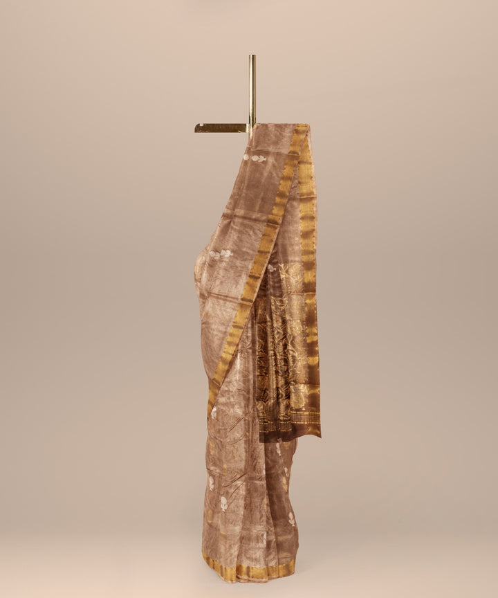 Brown handloom tussar silk chhattisgarh saree