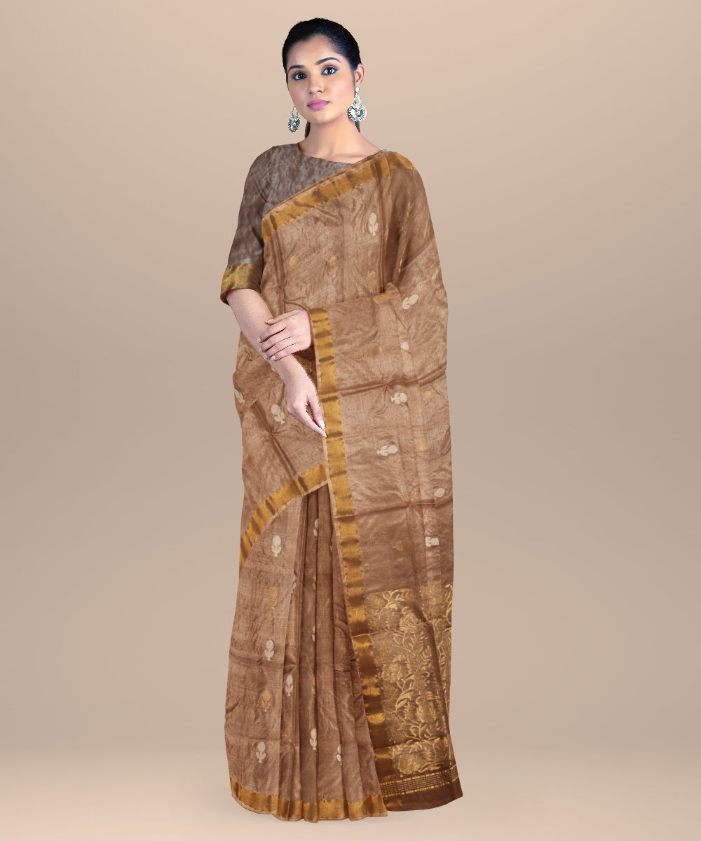 Brown handloom tussar silk chhattisgarh saree