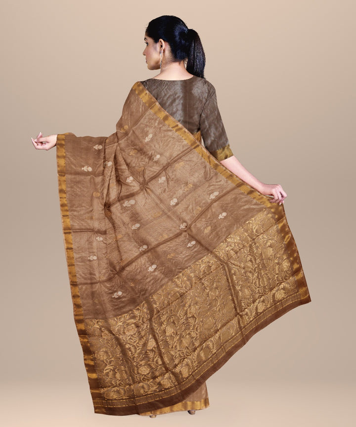 Brown handloom tussar silk chhattisgarh saree