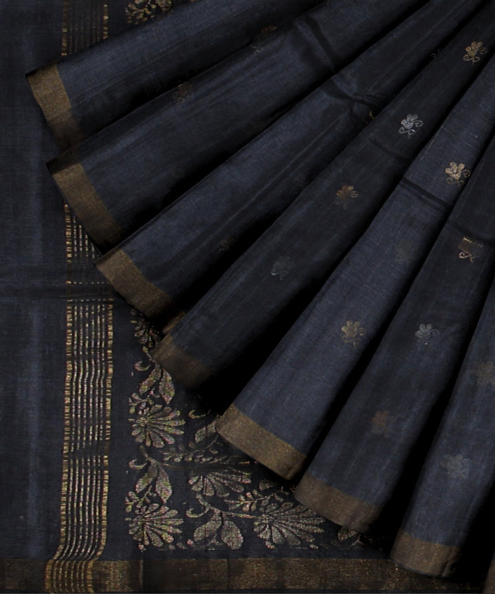 Dark blue chhattisgarh handloom tussar silk saree