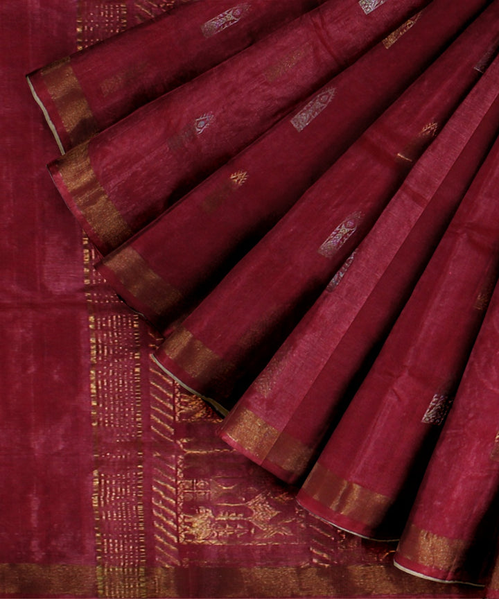 Red chhattisgarh tussar silk handloom saree