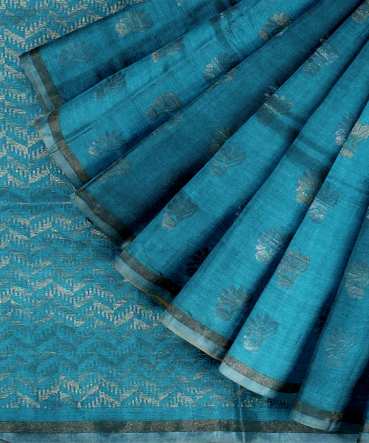 Sky blue handloom chhattisgarh tussar silk saree