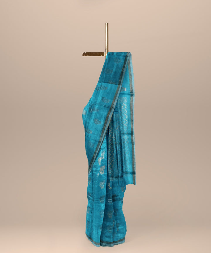 Sky blue handloom chhattisgarh tussar silk saree