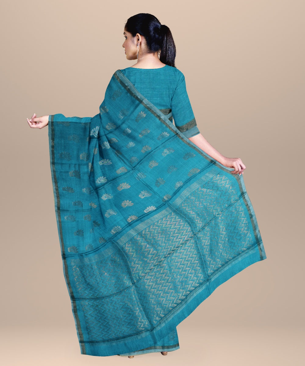 Sky blue handloom chhattisgarh tussar silk saree