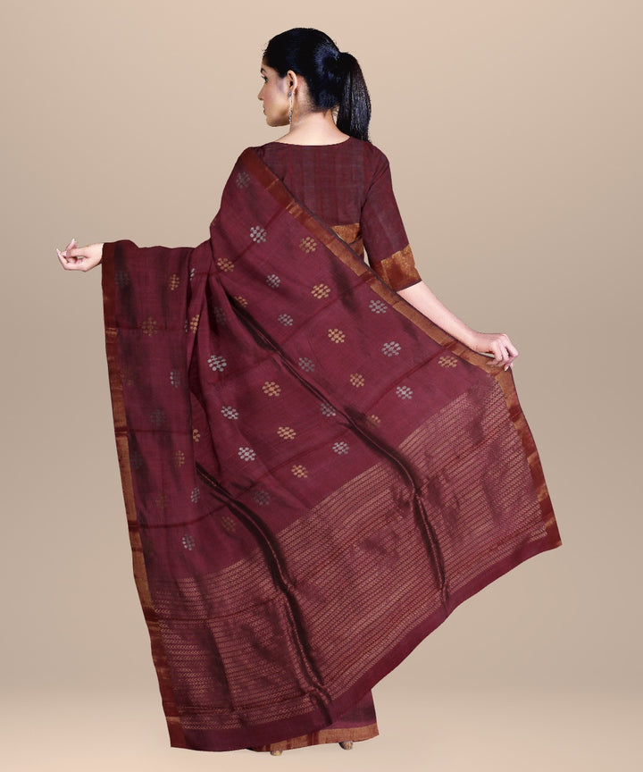 Maroon handwoven tussar silk chhattisgarh saree