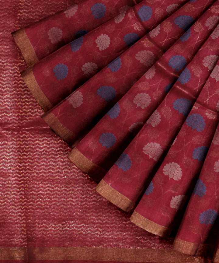 Red chhattisgarh handloom tussar silk saree