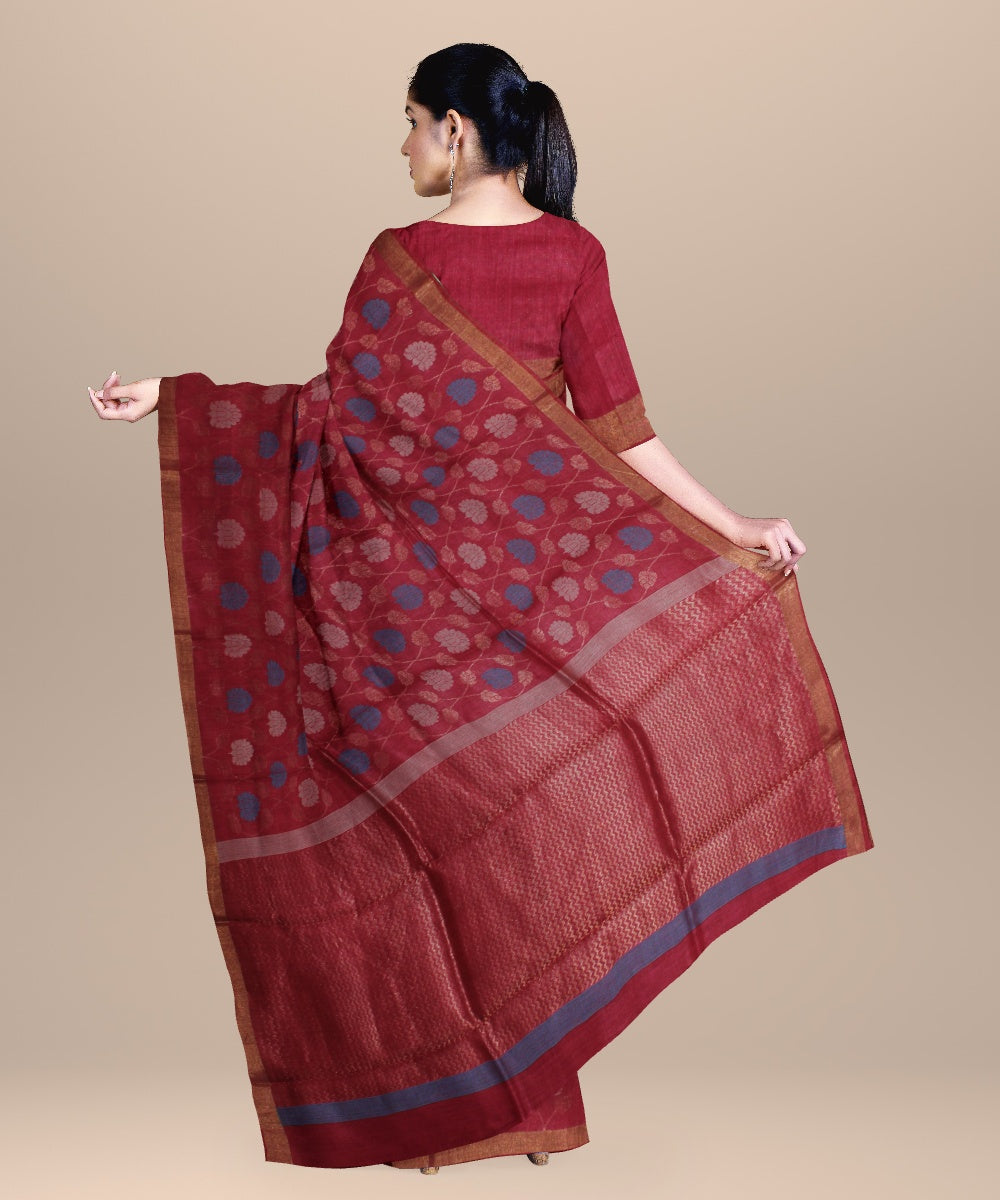 Red chhattisgarh handloom tussar silk saree