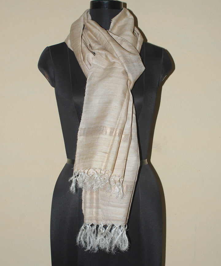 Beige tussar silk chhattisgarh handwoven stole