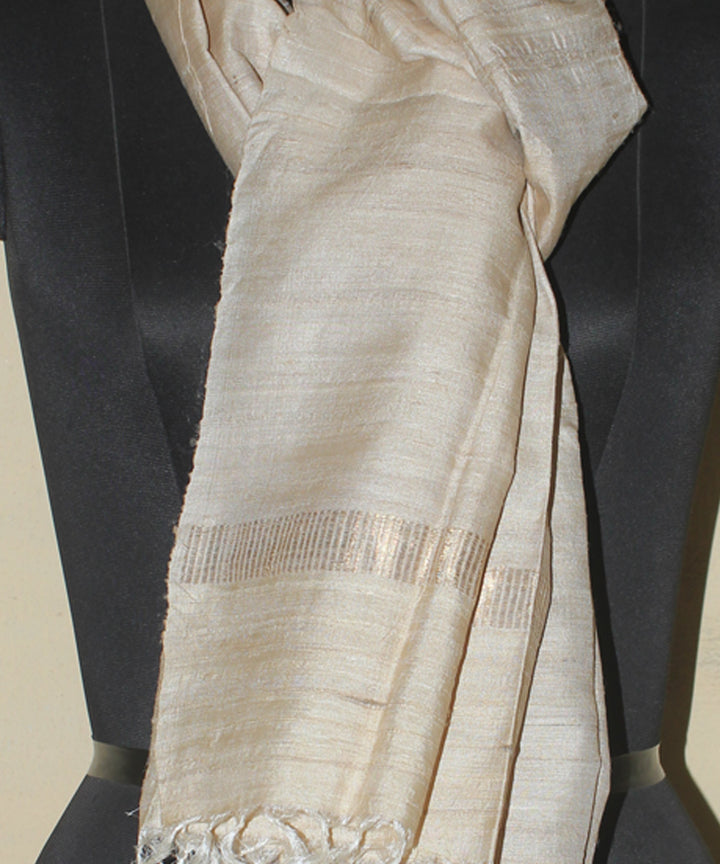 Beige tussar silk chhattisgarh handwoven stole