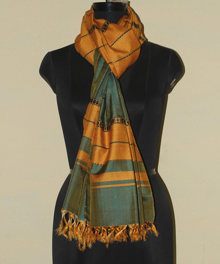 Mustard handwoven tussar silk chhattisgarh stole