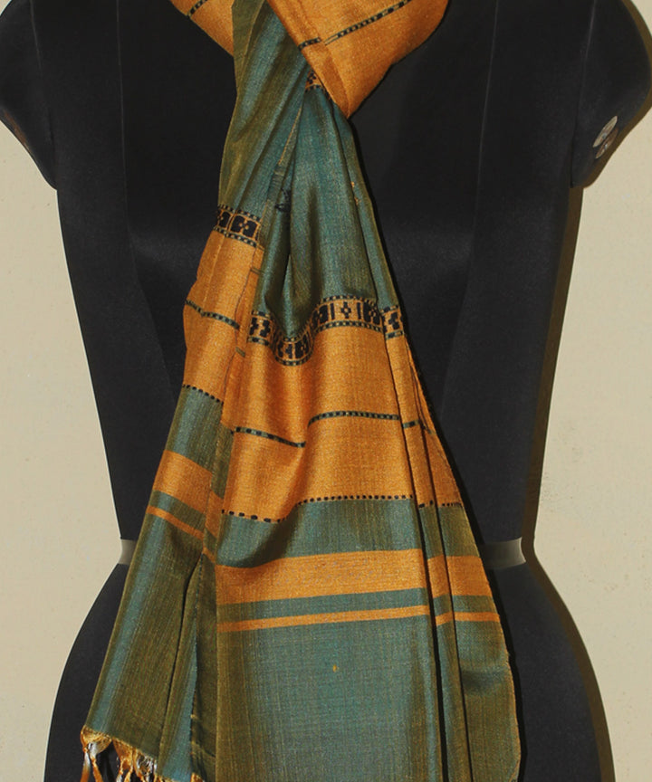 Mustard handwoven tussar silk chhattisgarh stole