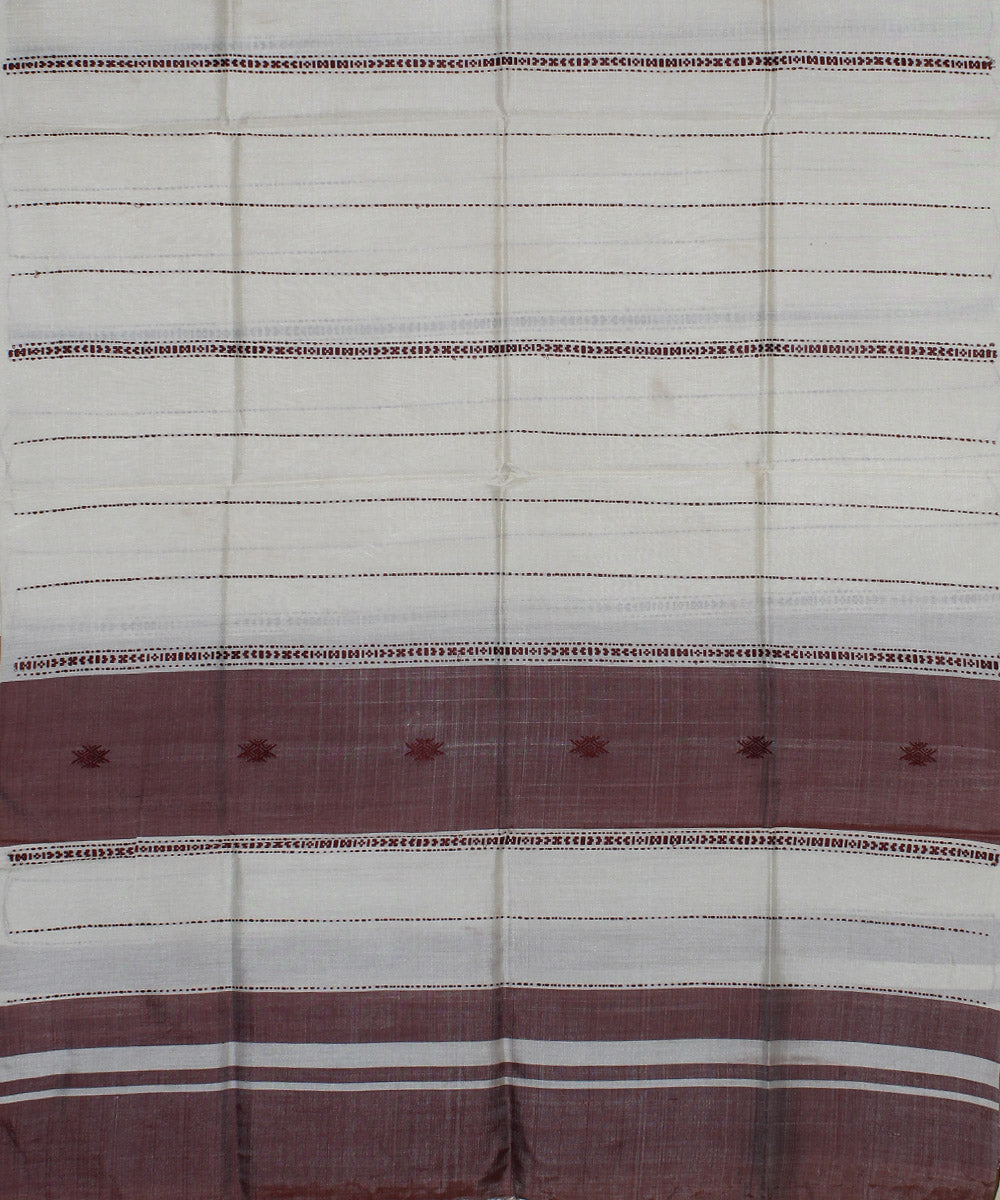 White maroon handwoven tussar silk chhattisgarh stole