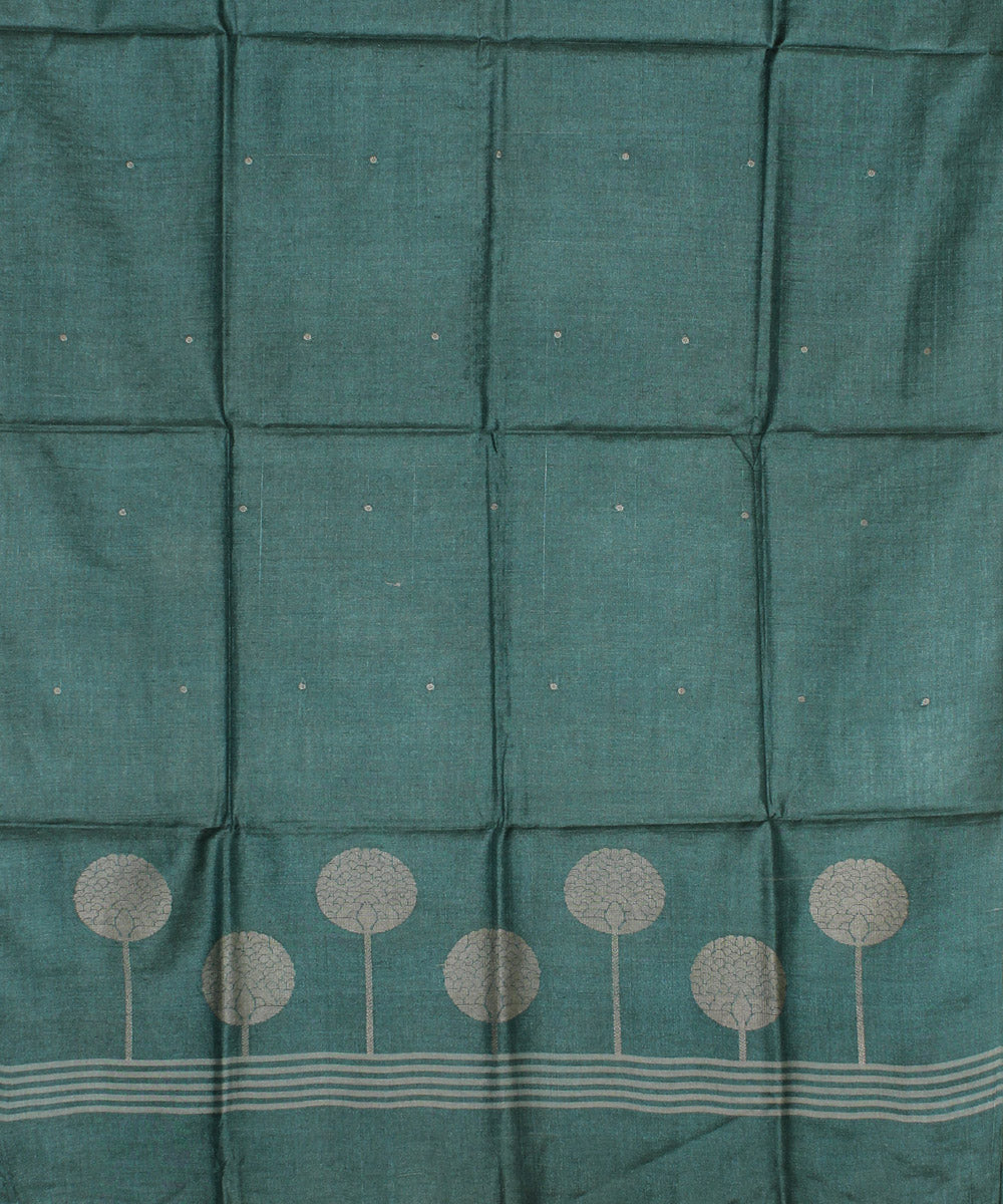 Cyan green  handwoven tussar silk chhattisgarh stole