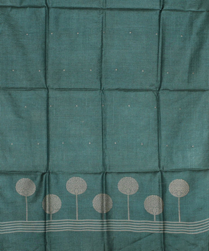 Cyan green  handwoven tussar silk chhattisgarh stole