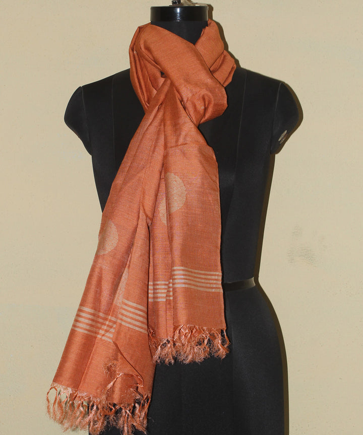 Orange  handwoven tussar silk chhattisgarh stole