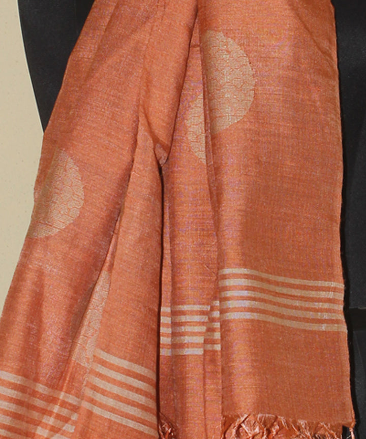 Orange  handwoven tussar silk chhattisgarh stole