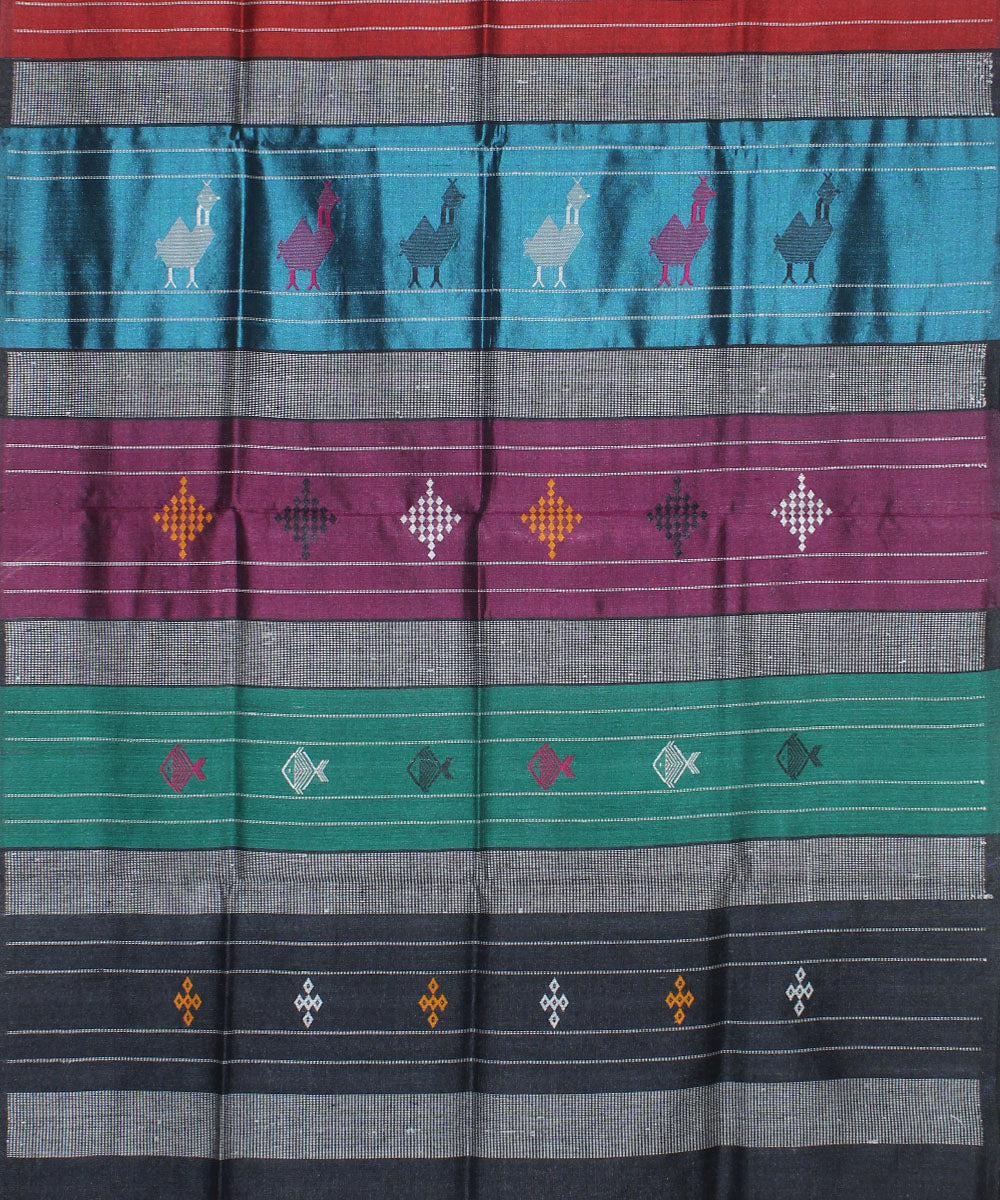 Multicolor striped tussar silk chhattisgarh handwoven stole