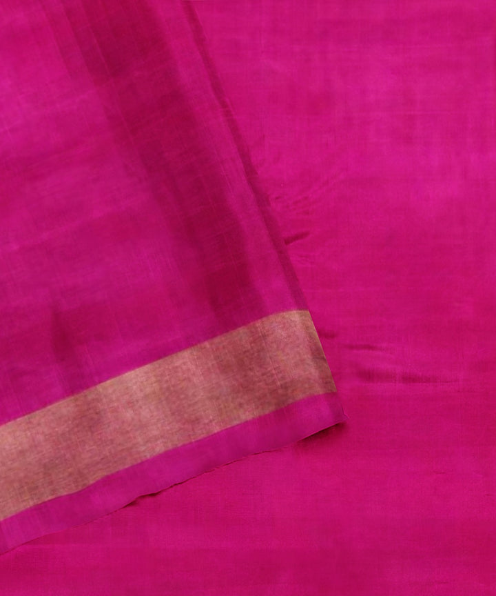 Orange pink silk handwoven ikat pochampally saree