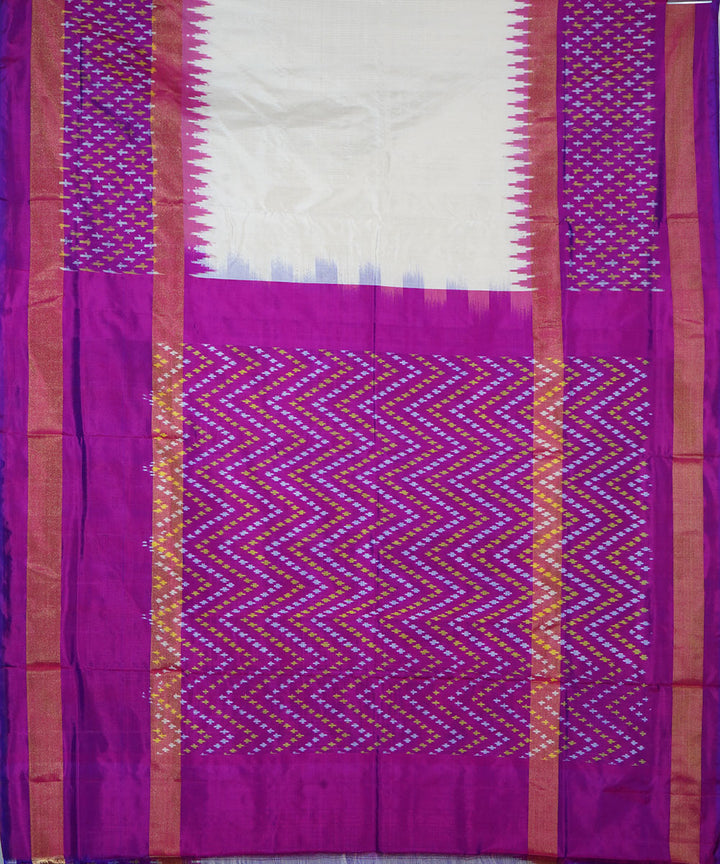 White purple silk handloom ikat pochampally saree