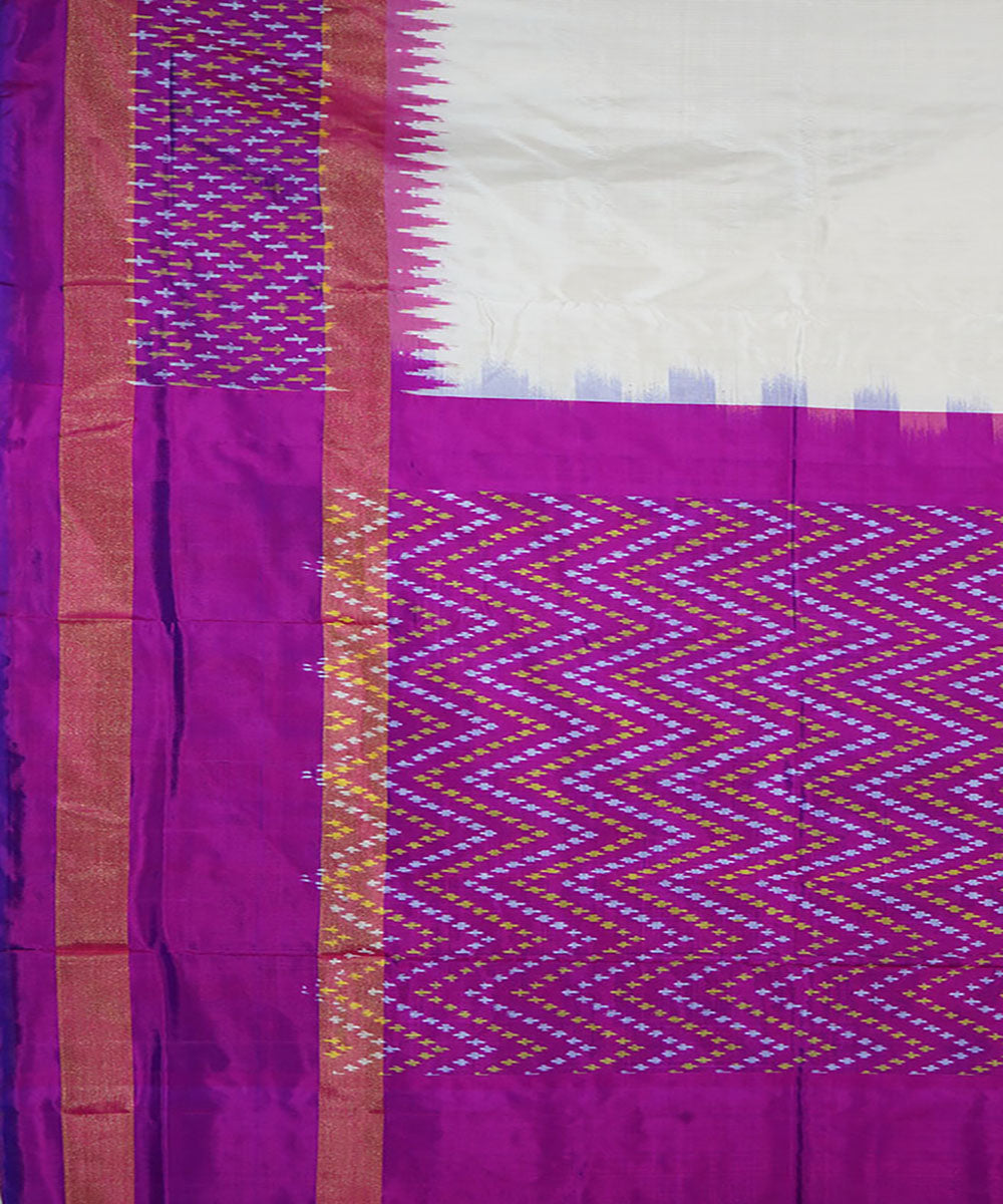 White purple silk handloom ikat pochampally saree