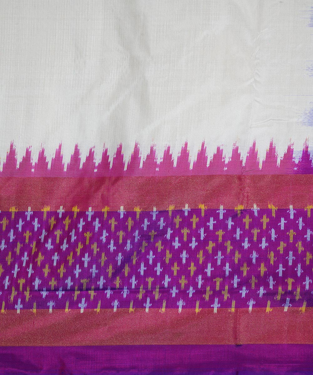 White purple silk handloom ikat pochampally saree