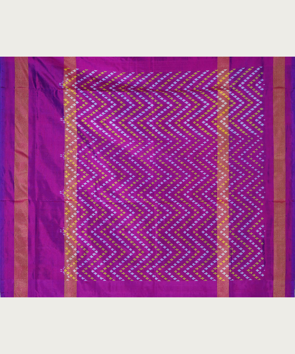 White purple silk handloom ikat pochampally saree