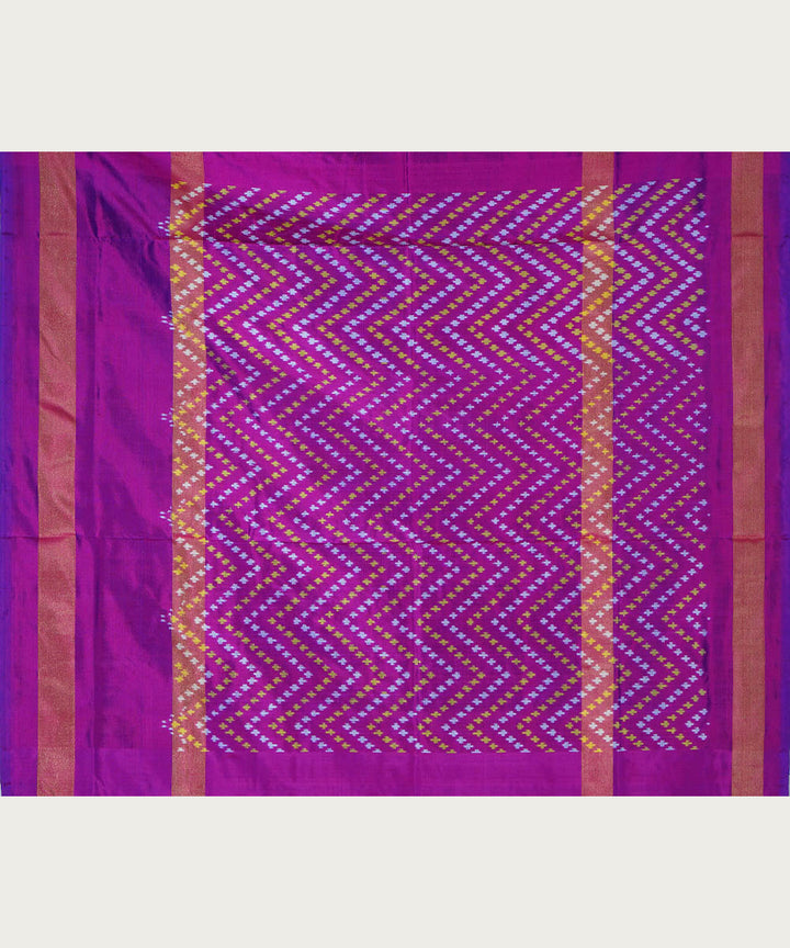 White purple silk handloom ikat pochampally saree