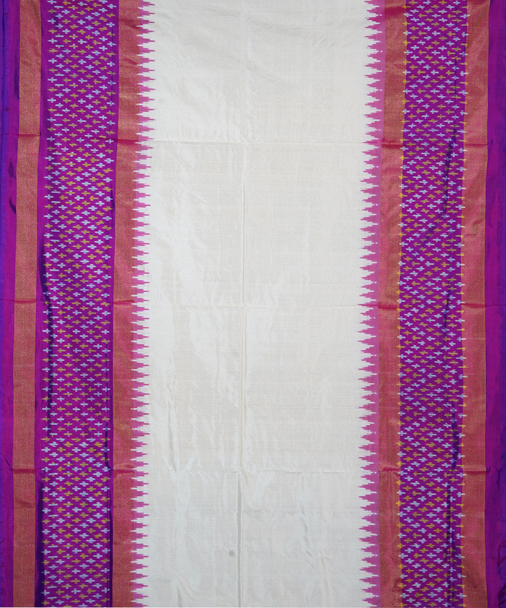 White purple silk handloom ikat pochampally saree