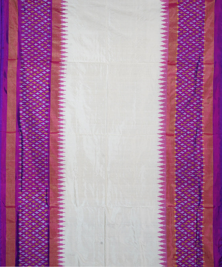 White purple silk handloom ikat pochampally saree