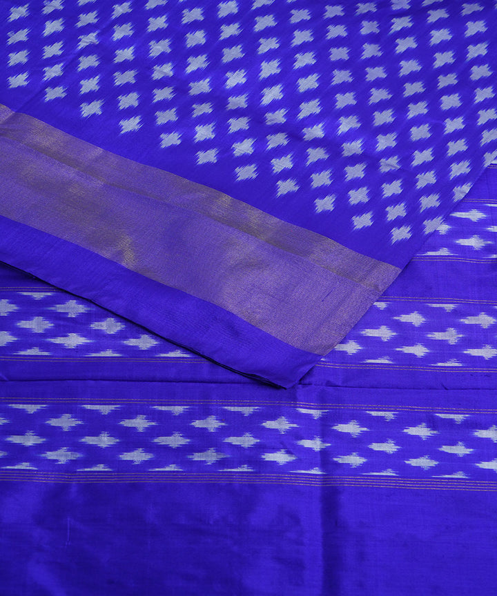 Navy blue blue silk handwoven ikat pochampally saree