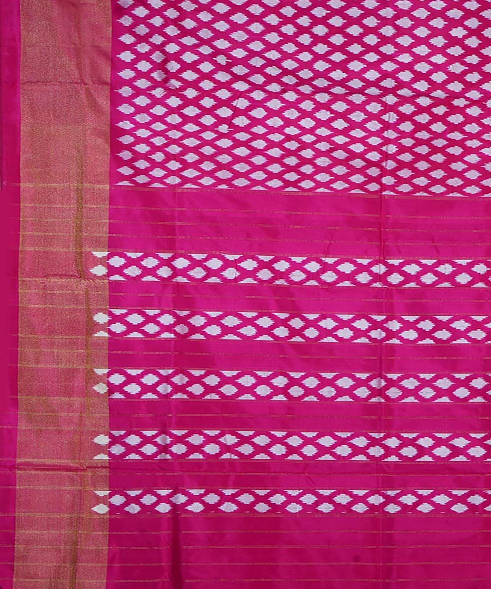 Pink silk handwoven ikat pochampally saree