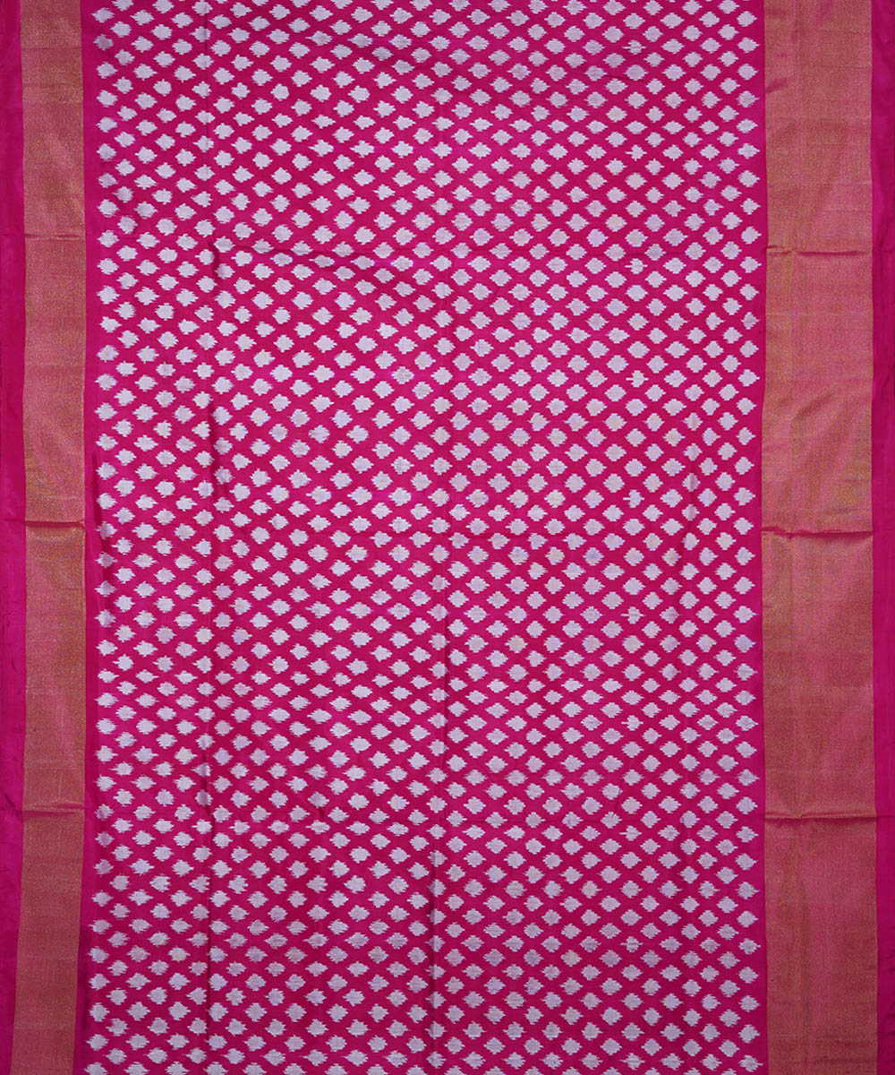 Pink silk handwoven ikat pochampally saree