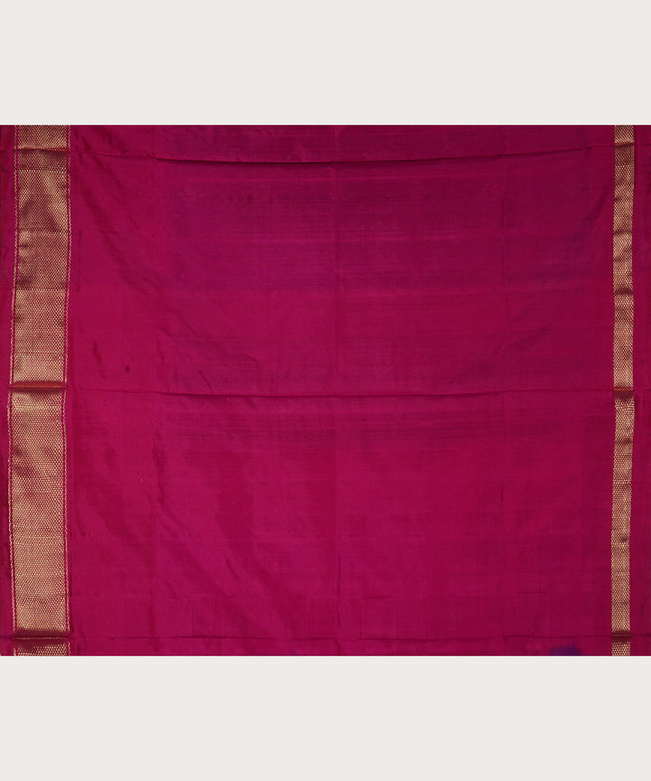 Navy blue pink silk handwoven ikat pochampally saree