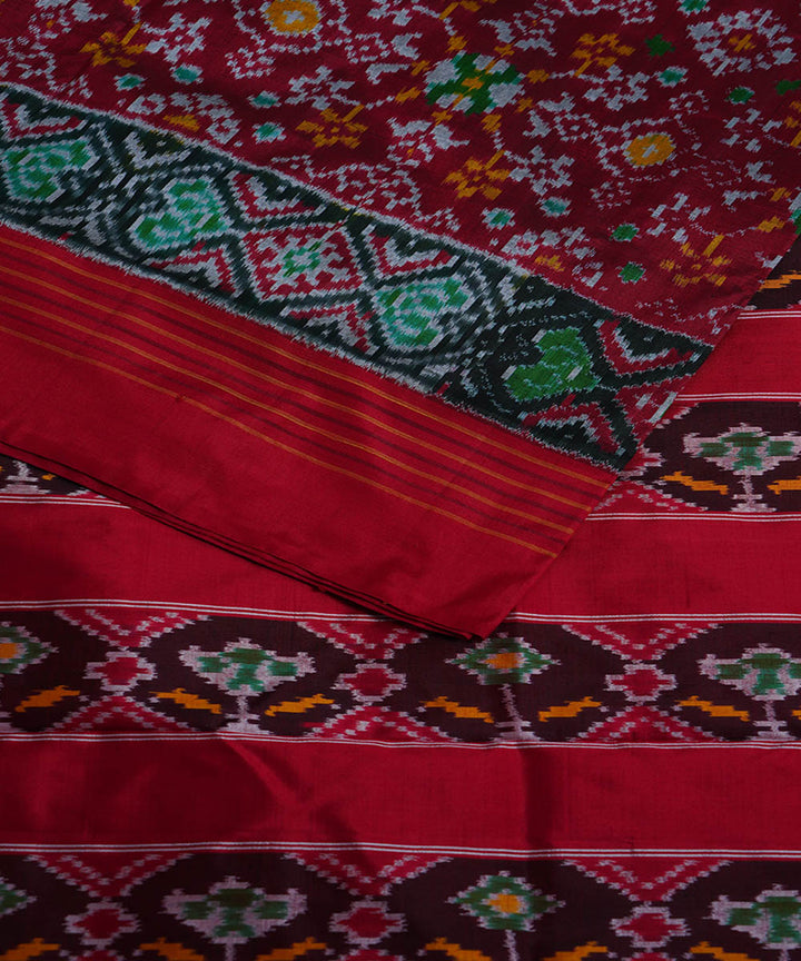 Red maroon silk handwoven ikat pochampally saree