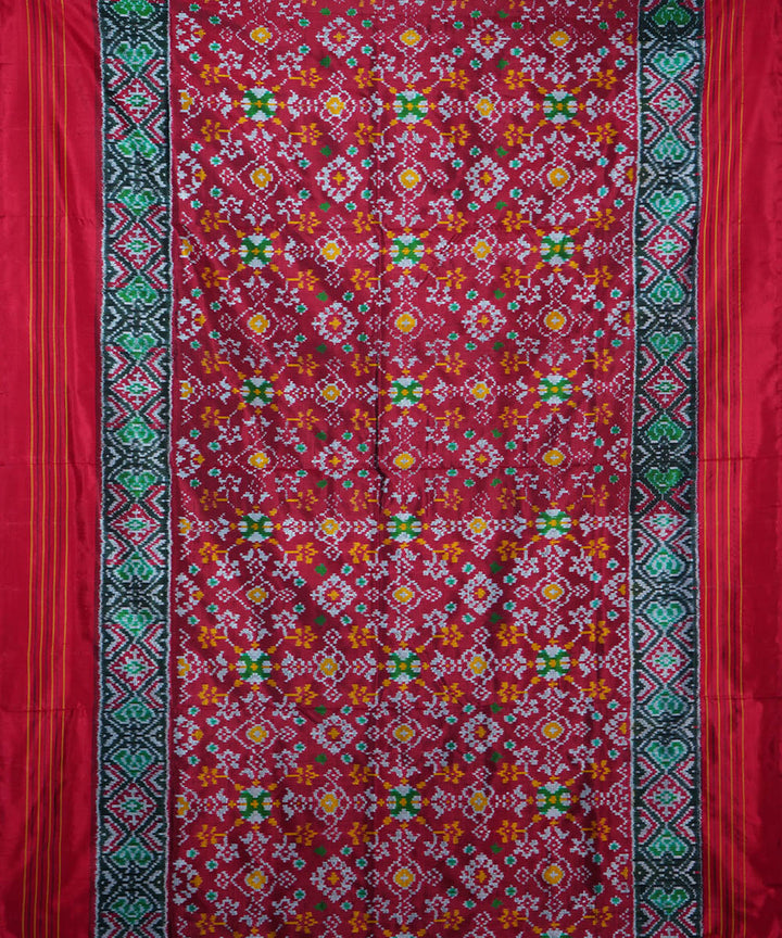 Red maroon silk handwoven ikat pochampally saree