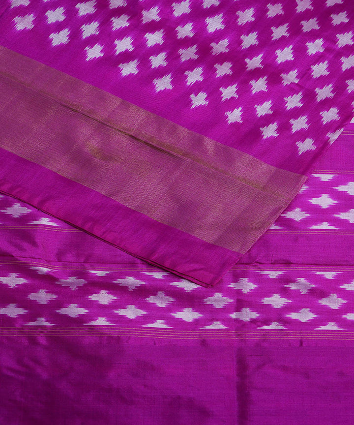 Pink purple silk handwoven ikat pochampally saree